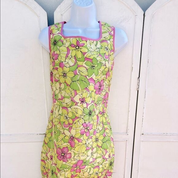 🍎 Cynthia Howie Petite Floral Silk Dress Size 10P (AA3) - Picture 2 of 11